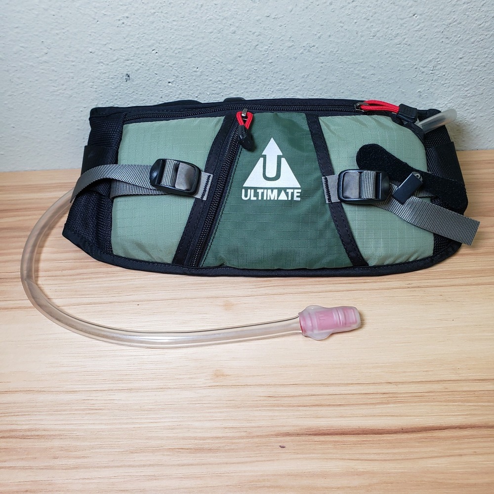 Ultimate Hydration Pack Belt Bag Green Black Running Hiking Outdoors Camping